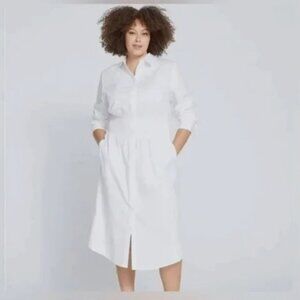 Universal Standard White Hamptons Smocked Shirtdress S (14-16) NWT